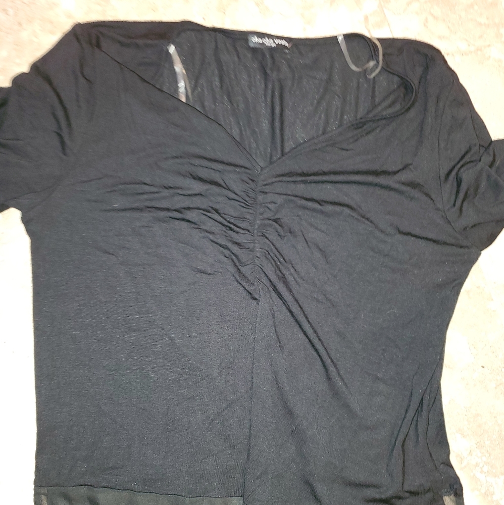 New top Black Cotton with Chiffon short sleeve